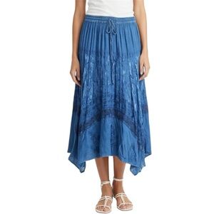 VINTAGE Y2K Fairy Skirt with Embroidery Blue Western Groovy Boho Cottagecore